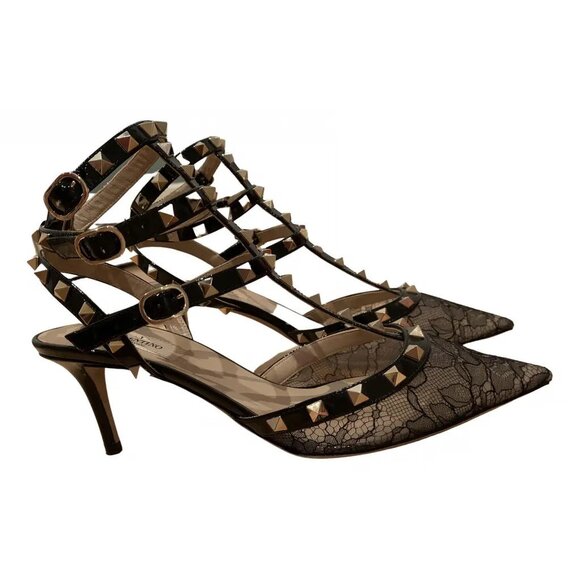 Valentino Garavani Lace Rockstud Heels 40 - Picture 1 of 4